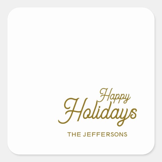 Happy New Year Merry Christmas Seasonal Family スクエアシール (正面)