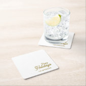 Happy New Year Merry Christmas Seasonal Family スクエアペーパーコースター (インサイチュ)