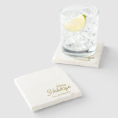 Happy New Year Merry Christmas Seasonal Family ストーンコースター (横)