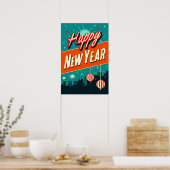 Happy New Year Mid-Century Modern Style ポスター (キッチン)