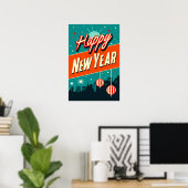 Happy New Year Mid-Century Modern Style ポスター (ホームオフィス)