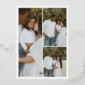 Happy New Year Modern Chic Family 4 Photos Collage 箔シーズンカード (裏面)