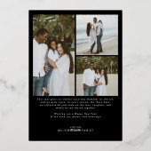 Happy New Year Modern Chic Family 4 Photos Collage 箔シーズンカード (裏面)