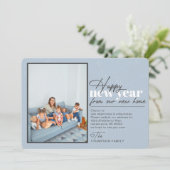 Happy New Year Moving Announcement Blue Photo シーズンカード (スタンド正面)