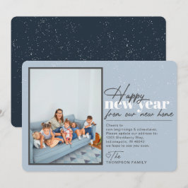 Happy New Year Moving Announcement Blue Photo シーズンカード