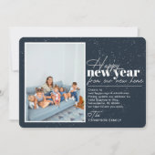 Happy New Year Moving Announcement Navy Photo シーズンカード (正面)