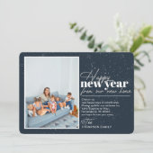 Happy New Year Moving Announcement Navy Photo シーズンカード (スタンド正面)