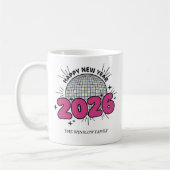 Happy New Year Mug Personalized Family Name custom コーヒーマグカップ (左)