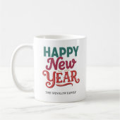 Happy New Year Mug Personalized Family Name custom コーヒーマグカップ (左)