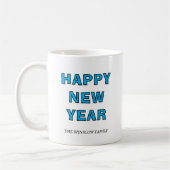 Happy New Year Mug Personalized Family Name custom コーヒーマグカップ (左)