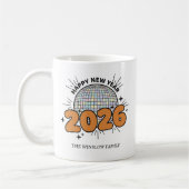 Happy New Year Mug Personalized Family Name custom コーヒーマグカップ (左)