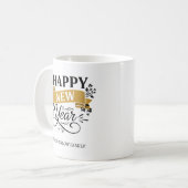 Happy New Year Mug Personalized Family Name custom コーヒーマグカップ (正面左)