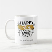 Happy New Year Mug Personalized Family Name custom コーヒーマグカップ (左)