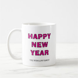 Happy New Year Mug Personalized Family Name custom コーヒーマグカップ