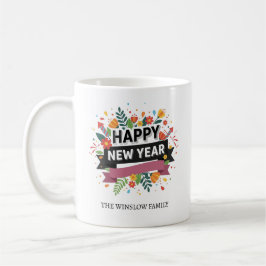 Happy New Year Mug Personalized Family Name custom コーヒーマグカップ