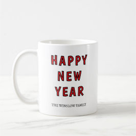 Happy New Year Mug Personalized Family Name custom コーヒーマグカップ