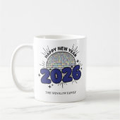Happy New Year Mug Personalized Family Name custom コーヒーマグカップ (左)