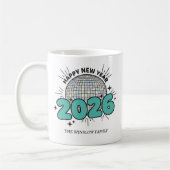 Happy New Year Mug Personalized Family Name custom コーヒーマグカップ (左)