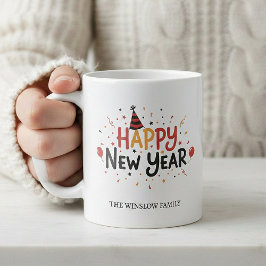 Happy New Year Mug Personalized Family Name custom コーヒーマグカップ