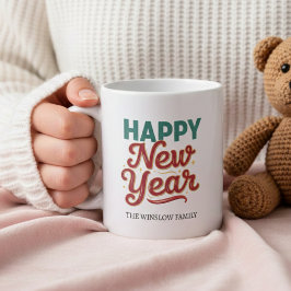 Happy New Year Mug Personalized Family Name custom コーヒーマグカップ