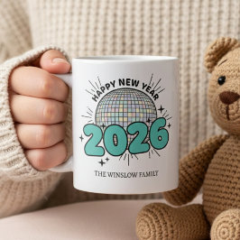 Happy New Year Mug Personalized Family Name custom コーヒーマグカップ