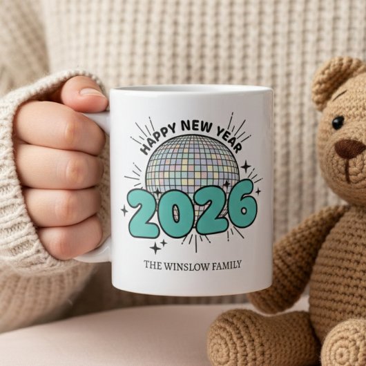 Happy New Year Mug Personalized Family Name custom コーヒーマグカップ
