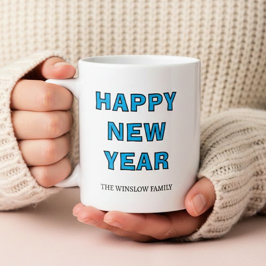Happy New Year Mug Personalized Family Name custom コーヒーマグカップ