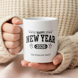 Happy New Year Mug Personalized Family Name custom コーヒーマグカップ