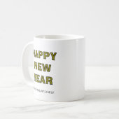 Happy New Year Mug Personalized Family Name custom コーヒーマグカップ (正面左)