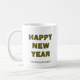 Happy New Year Mug Personalized Family Name custom コーヒーマグカップ