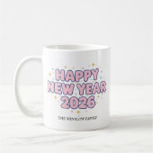 Happy New Year Mug Personalized Family Name custom コーヒーマグカップ (左)