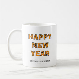 Happy New Year Mug Personalized Family Name custom コーヒーマグカップ