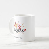 Happy New Year Mug Personalized Family Name custom コーヒーマグカップ (正面左)