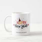Happy New Year Mug Personalized Family Name custom コーヒーマグカップ (左)