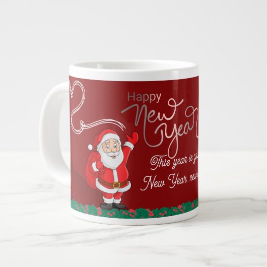 Happy New Year Mug – Premium Celebration Design ジャンボコーヒーマグカップ (正面左)