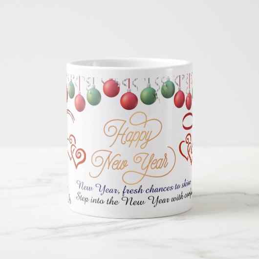 Happy New Year Mug – Premium Celebration design ジャンボコーヒーマグカップ (正面)