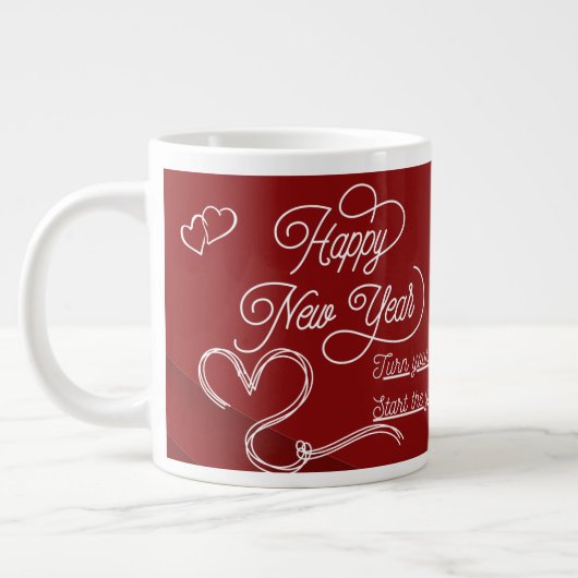 Happy New Year Mug – Premium Celebration Design ジャンボコーヒーマグカップ (左)
