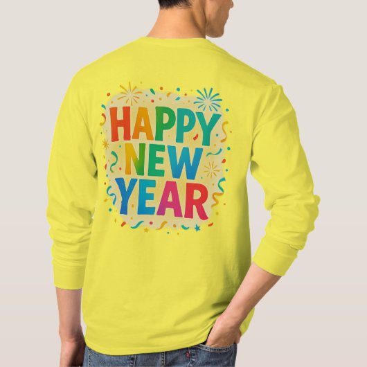 Happy New Year — Multicolour Confetti Celebration  Tシャツ (裏面)