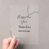 Happy new year name message gray simple holiday  アクリル招待状 (インサイチュ (ポータブル))