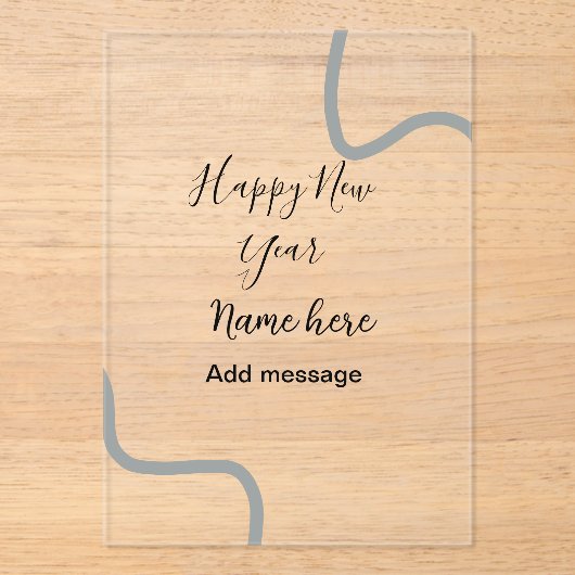Happy new year name message gray simple holiday  アクリル招待状 (正面)