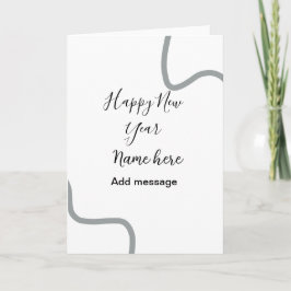 Happy new year name message gray simple holiday  カード