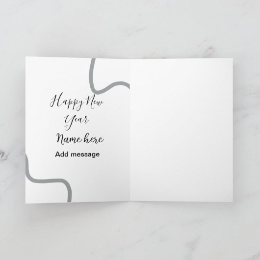 Happy new year name message gray simple holiday カード (内部)