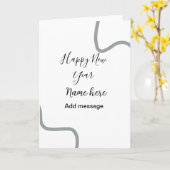 Happy new year name message gray simple holiday  カード (黄色い花)