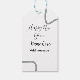 Happy new year name message gray simple holiday  ギフトタグ