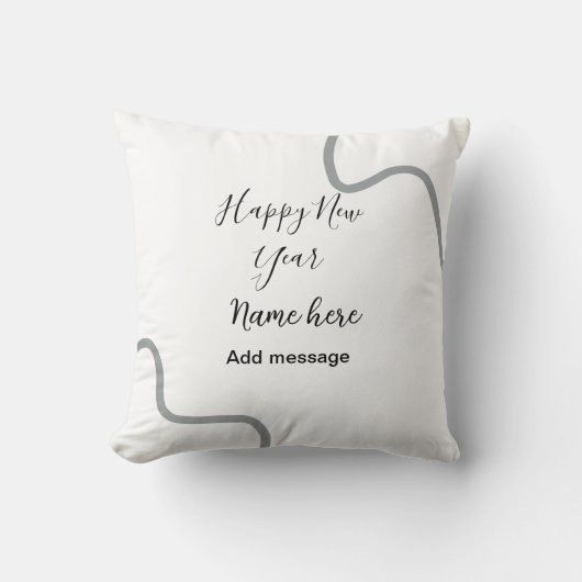 Happy new year name message gray simple holiday  クッション (正面)