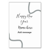 Happy new year name message gray simple holiday  テーブルナンバー (裏面)
