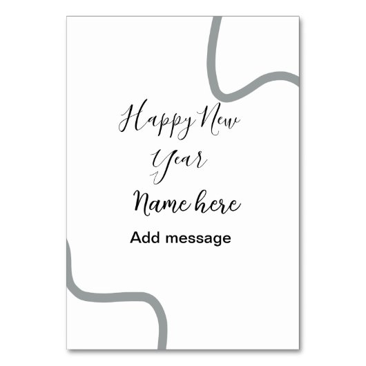 Happy new year name message gray simple holiday  テーブルナンバー (正面)