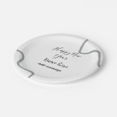 Happy new year name message gray simple holiday  ペーパープレート (アングル)