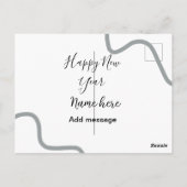 Happy new year name message gray simple holiday  ポストカード (裏面)