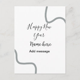 Happy new year name message gray simple holiday  ポストカード